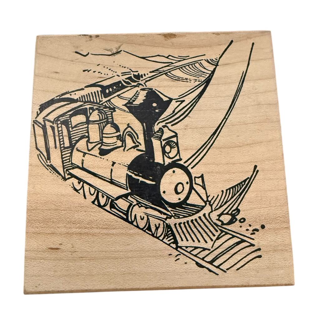 Stamp'n Around Vintage 1999 Train On Tracks Rubber Stamp
